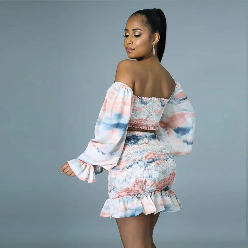 Sofia Waist Set Printing High Waist Commuting Two Piece Sets - Vestir en Moda
