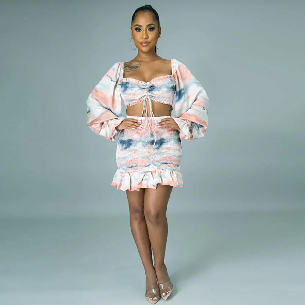 Sofia Waist Set Printing High Waist Commuting Two Piece Sets - Vestir en Moda