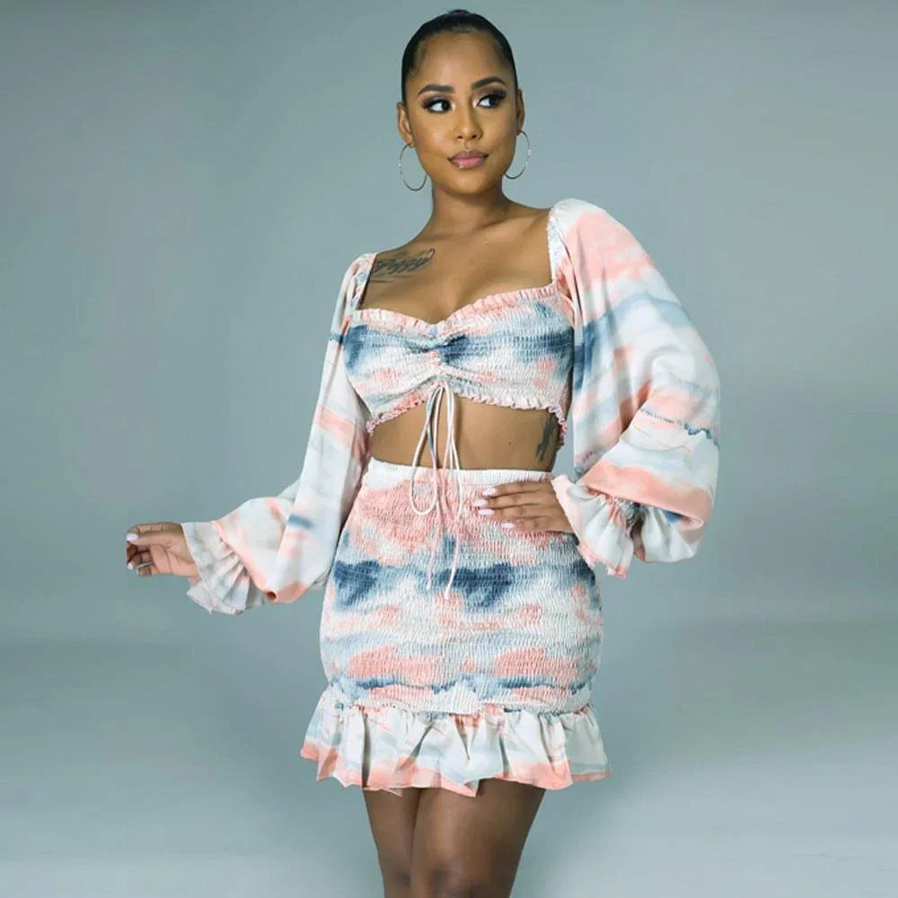 Sofia Waist Set Printing High Waist Commuting Two Piece Sets - Vestir en Moda