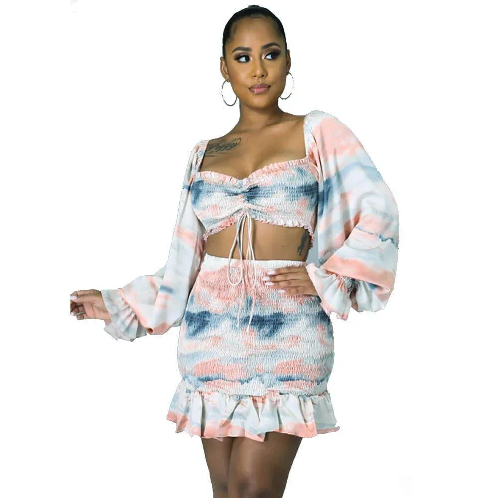 Sofia Waist Set Printing High Waist Commuting Two Piece Sets - Vestir en Moda