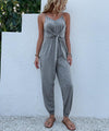 Sofía Women Solid Color Tie Front Sleeveless Jumpsuits - Vestir en Moda