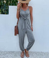 Sofía Women Solid Color Tie Front Sleeveless Jumpsuits - Vestir en Moda