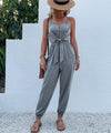 Sofía Women Solid Color Tie Front Sleeveless Jumpsuits - Vestir en Moda