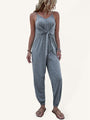 Sofía Women Solid Color Tie Front Sleeveless Jumpsuits - Vestir en Moda