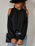 Sophia Lotus Leaf Round Neck Pleated Off Shoulder Blouse - Vestir en Moda