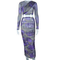 Sophia Pattern Print Tight Casual Long Sleeves Cropped two pieces Set - Vestir en Moda