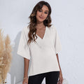 Sophia V-neck Simplicity Stitching Solid Color Blouse - Vestir en Moda
