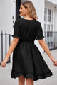 Soraya Dot Frill Trim Flounce Sleeve V-Neck Dresses - Vestir en Moda