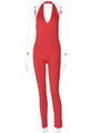 Soribel Solid Halter Women Long Jumpsuits Skinny Backless - Vestir en Moda