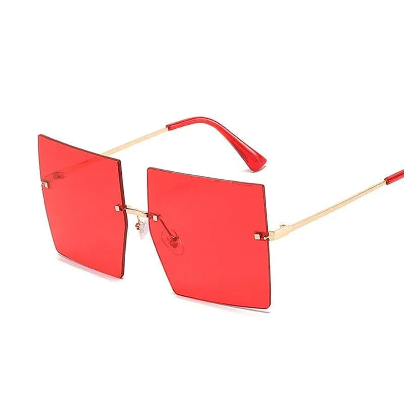 Square Oversized Vintage Rimless Big Frame Gradient Mirror Sunglasses - Vestir en Moda