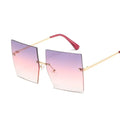 Square Oversized Vintage Rimless Big Frame Gradient Mirror Sunglasses - Vestir en Moda