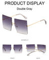 Square Oversized Vintage Rimless Big Frame Gradient Mirror Sunglasses - Vestir en Moda