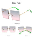 Square Oversized Vintage Rimless Big Frame Gradient Mirror Sunglasses - Vestir en Moda