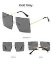 Square Oversized Vintage Rimless Big Frame Gradient Mirror Sunglasses - Vestir en Moda