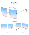 Square Oversized Vintage Rimless Big Frame Gradient Mirror Sunglasses - Vestir en Moda