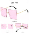 Square Oversized Vintage Rimless Big Frame Gradient Mirror Sunglasses - Vestir en Moda