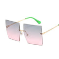 Square Oversized Vintage Rimless Big Frame Gradient Mirror Sunglasses - Vestir en Moda