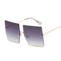 Square Oversized Vintage Rimless Big Frame Gradient Mirror Sunglasses - Vestir en Moda
