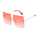 Square Oversized Vintage Rimless Big Frame Gradient Mirror Sunglasses - Vestir en Moda