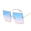 Square Oversized Vintage Rimless Big Frame Gradient Mirror Sunglasses - Vestir en Moda