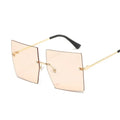 Square Oversized Vintage Rimless Big Frame Gradient Mirror Sunglasses - Vestir en Moda