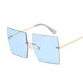 Square Oversized Vintage Rimless Big Frame Gradient Mirror Sunglasses - Vestir en Moda