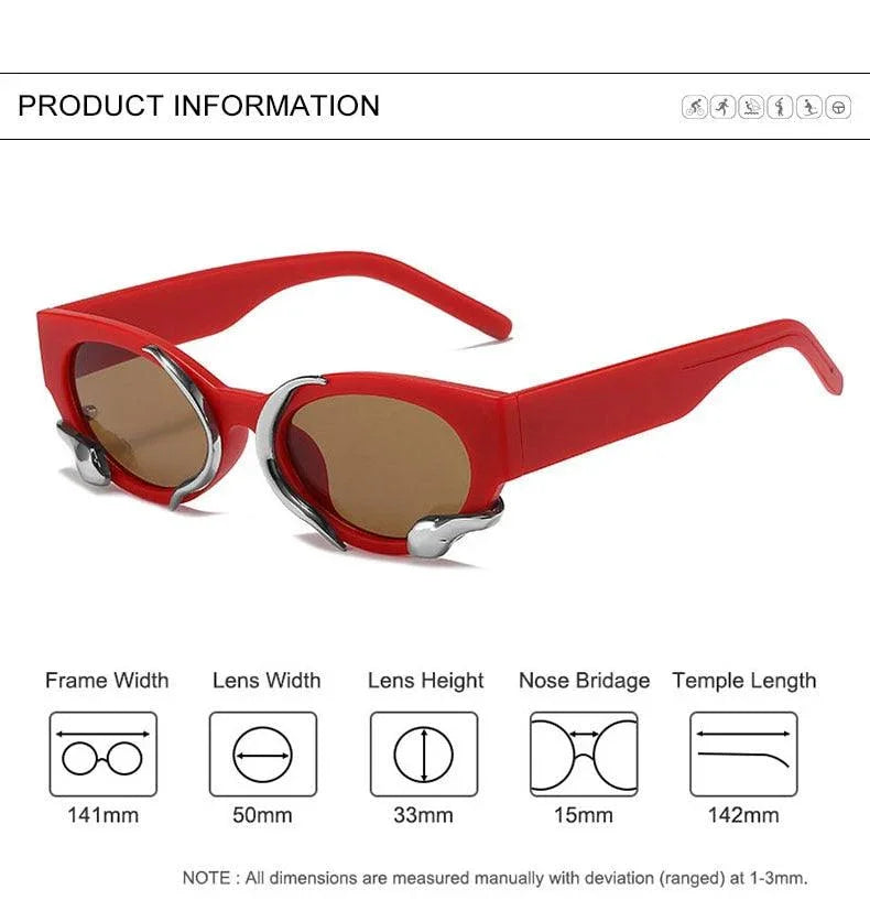 Steampunk Rectangle Small Frames Punk Snake Luxury Sunglasses - Vestir en Moda