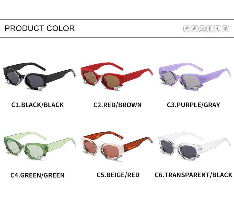 Steampunk Rectangle Small Frames Punk Snake Luxury Sunglasses - Vestir en Moda