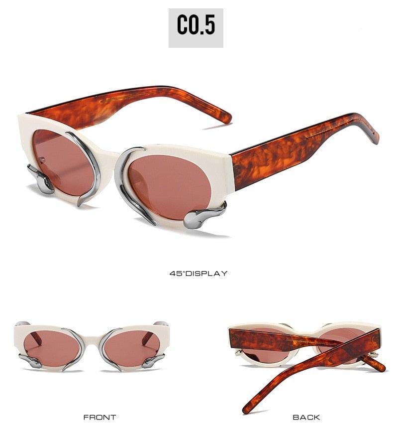 Steampunk Rectangle Small Frames Punk Snake Luxury Sunglasses - Vestir en Moda