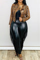 Stella Plus Size High Waist Slim Fringed Sheath Ninth Leather Pants - Vestir en Moda