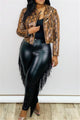 Stella Plus Size High Waist Slim Fringed Sheath Ninth Leather Pants - Vestir en Moda