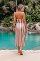 Striped Crochet Halter Swim Coverup Dress
