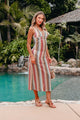 Striped Crochet Halter Swim Coverup Dress