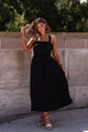 Summer Night Black Smocked Maxi Dress