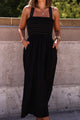 Summer Night Black Smocked Maxi Dress
