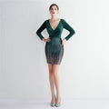 Susana Sequin Flannel Long Sleeved Evening Sexy Velvet Dresses - Vestir en Moda