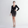 Susana Sequin Flannel Long Sleeved Evening Sexy Velvet Dresses - Vestir en Moda