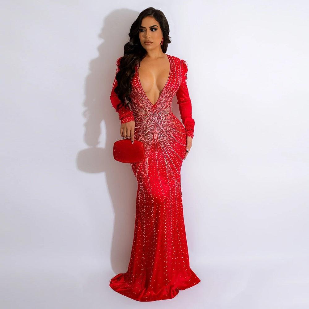 Susana Women Clothing Sexy V Neck Host Maxi Dresses - Vestir en Moda