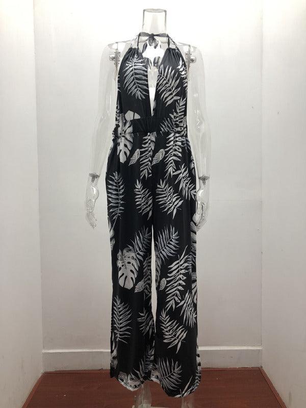 Susana Women Irregular Printed Halter Neck Jumpsuits - Vestir en Moda