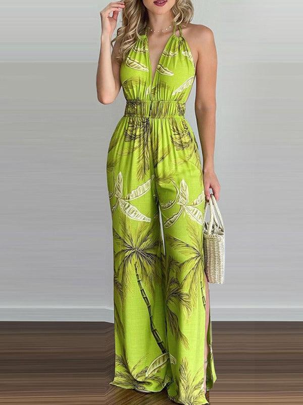 Susana Women Irregular Printed Halter Neck Jumpsuits - Vestir en Moda