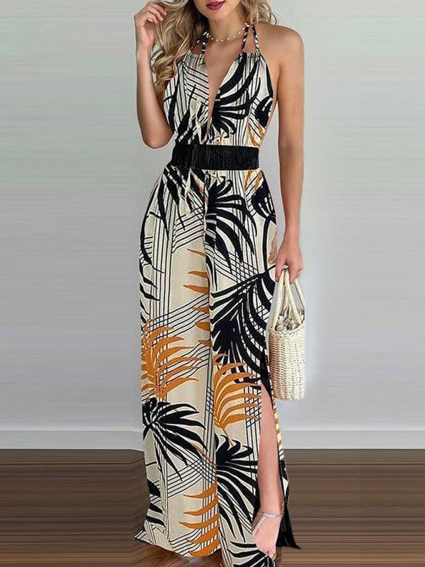 Susana Women Irregular Printed Halter Neck Jumpsuits - Vestir en Moda
