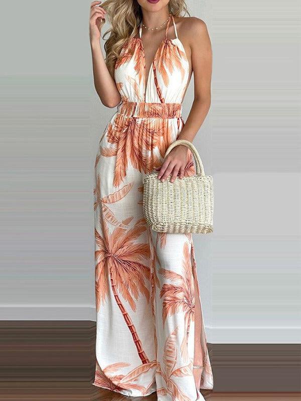 Susana Women Irregular Printed Halter Neck Jumpsuits - Vestir en Moda