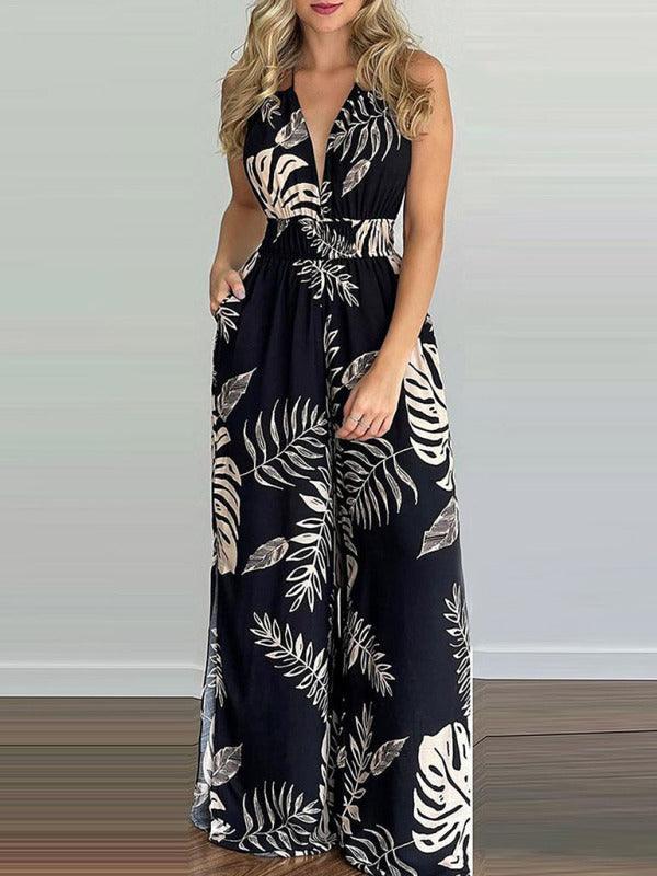 Susana Women Irregular Printed Halter Neck Jumpsuits - Vestir en Moda