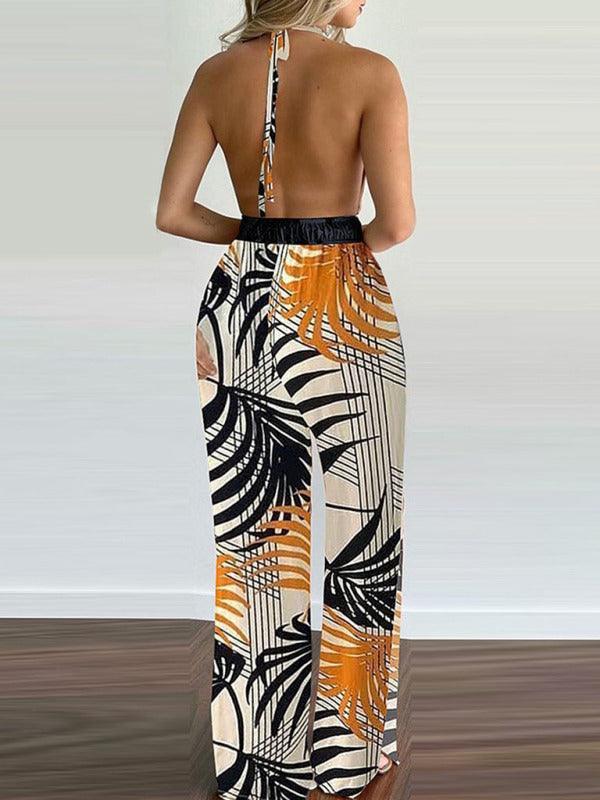 Susana Women Irregular Printed Halter Neck Jumpsuits - Vestir en Moda