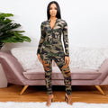 Suzie Plus Size Camouflage Printing Burnt Floral Ripped Sexy Jumpsuit - Vestir en Moda