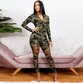 Suzie Plus Size Camouflage Printing Burnt Floral Ripped Sexy Jumpsuit - Vestir en Moda