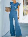 Tania Women Denim Slim Fit Ruffle Flared Jumpsuits - Vestir en Moda