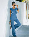 Tania Women Denim Slim Fit Ruffle Flared Jumpsuits - Vestir en Moda