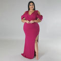 Tessa Plus Size Solid Cutout V Neck Sleeveless Elegant Dress - Vestir en Moda