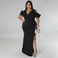 Tessa Plus Size Solid Cutout V Neck Sleeveless Elegant Dress - Vestir en Moda